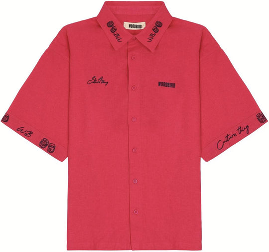  Woodbird Camicia Wb Wang Embroid Shirt Pink Uomo