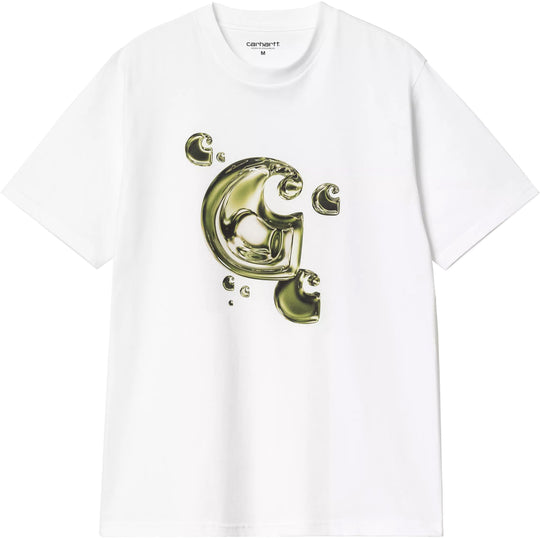  Carhartt Wip T-shirt Ss Solar Chrome C-logo T-shirt White Uomo