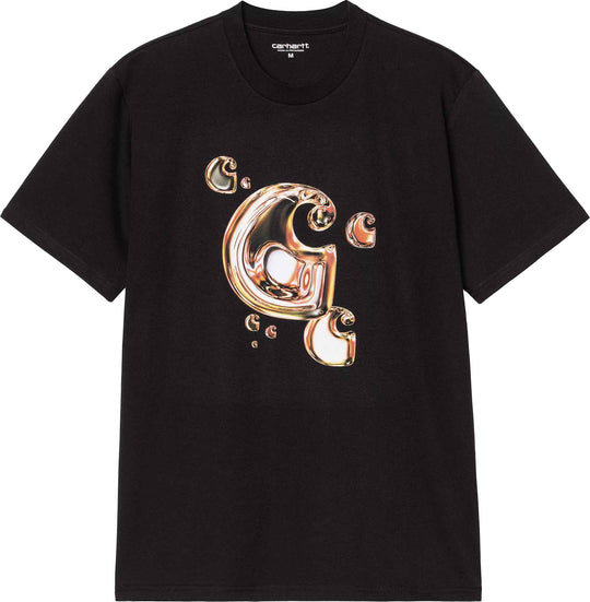  Carhartt Wip T-shirt Ss Solar Chrome C-logo T-shirt Black Uomo