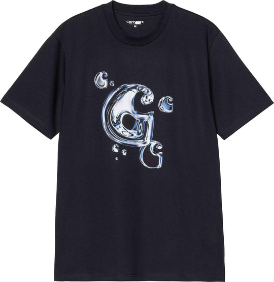  Carhartt Wip T-shirt Ss Solar Chrome C-logo T-shirt Dark Navy Uomo Darknavy