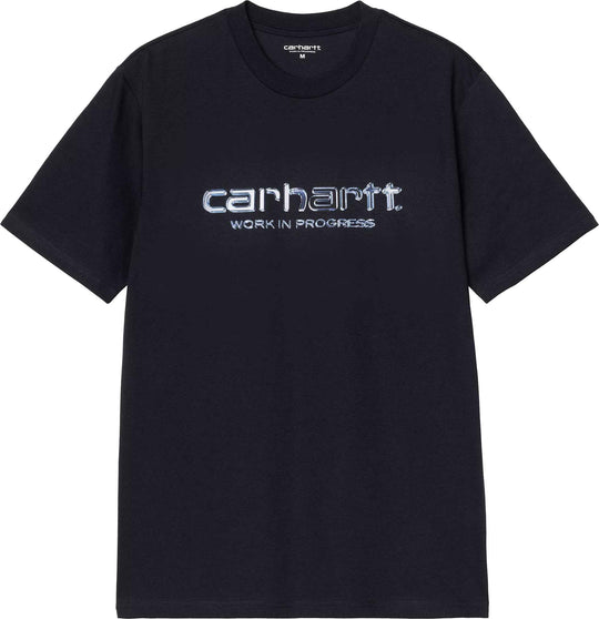 Carhartt Wip T-shirt Ss Solar Chrome Script T-shirt Dark Navy Uomo Darknavy