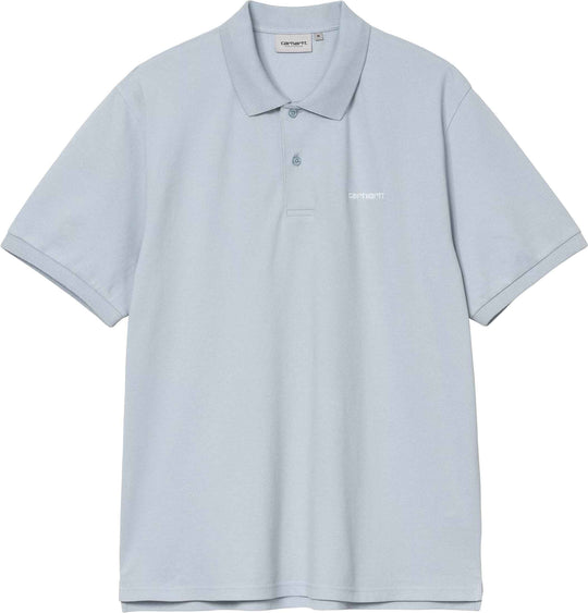  Carhartt Wip Polo Ss Carhartt Script Polo Blue Fog White Uomo Bluefogwhite