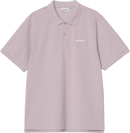  Carhartt Wip Polo Ss Carhartt Script Polo Pink Fog White Uomo Pinkfogwhite