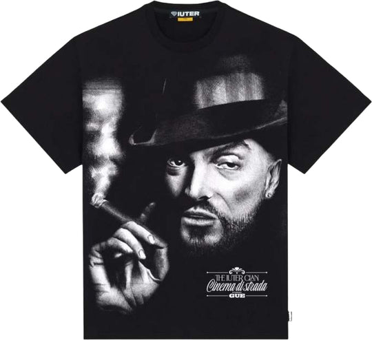  Guè X Iuter T-shirt Portrait Tee Black Uomo Darknavy