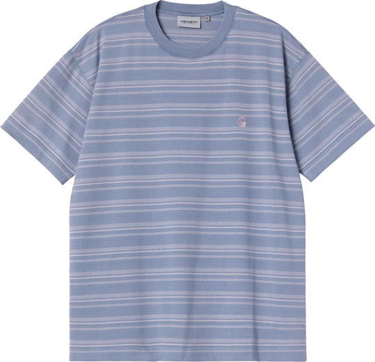  Carhartt Wip T-shirt Ss Brodine Stripe Sorrent Indigo Ovedyed Uomo Brodinestripesorrentindigoverdyed