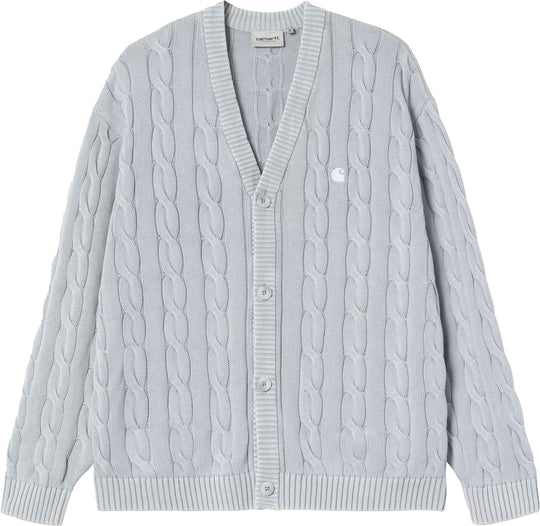 Carhartt Wip Cardigan Carter Cardigan Blue Fog Garment Dyed Uomo Bluefoggarmentdyed
