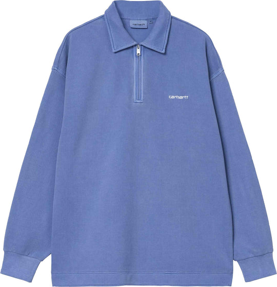  Carhartt Wip Polo Pique Script Sweat Wolfsbane White Garment Dyed Uomo Wolfsbanewhitegarmentdyed