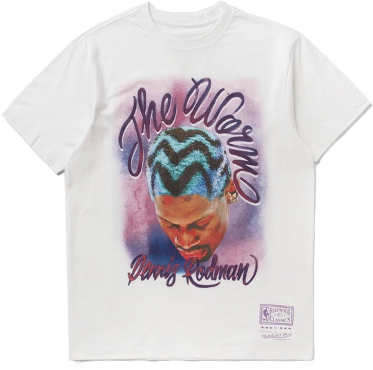  Mitchell & Ness T-shirt Nba Airbrushed Tee Bulls Dennis Rodman Chicago Bulls White Mitchell E Ness Uomo