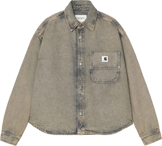  Carhartt Wip Camicia Women Georgia Shirt Jacket Blue Leather Garment Dyed Donna Blueleathergarmentdyed