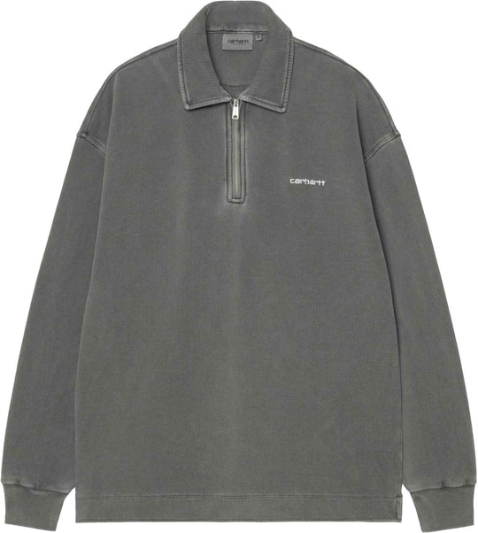  Carhartt Wip Polo Pique Script Sweat Black White Garment Dyed Uomo Blackwhitegarmentdyed