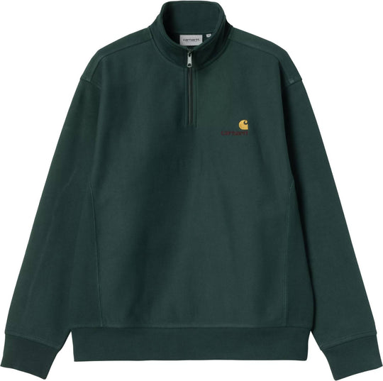  Carhartt Wip Felpa Half Zip American Script Sweat Dark Fir Uomo Darkfir