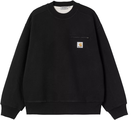  Carhartt Wip Felpa Detroit Sweat Black Stone Washed Uomo Blackstonewashed