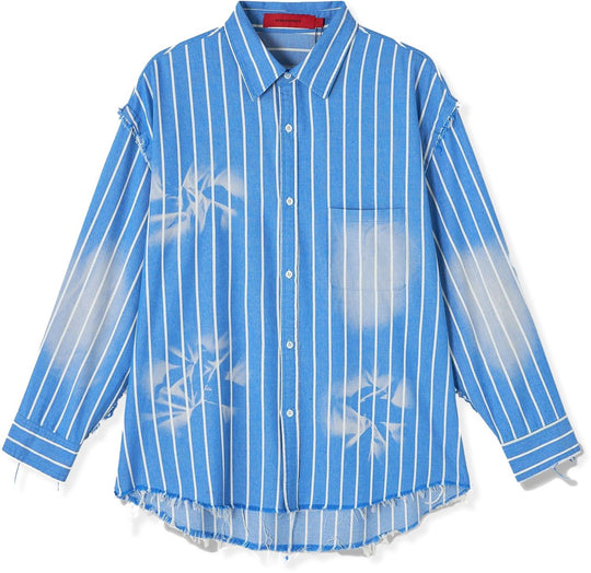  Acupuncture Camicia Painter Shirt Blue Uomo