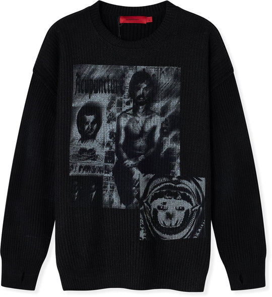  Acupuncture Maglione Punker Sweater Washed Black Uomo