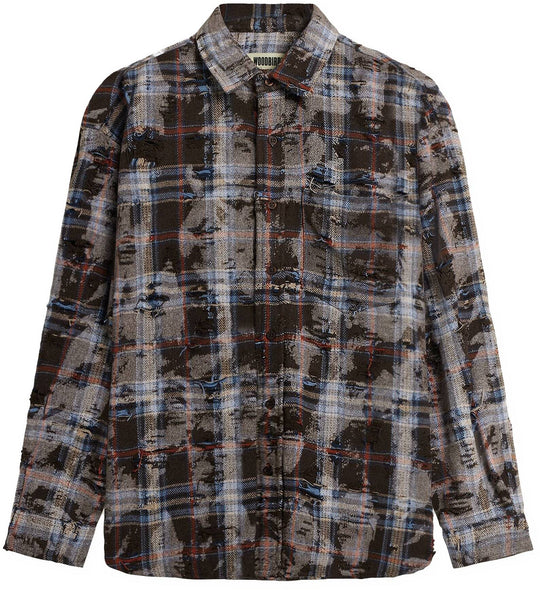  Woodbird Camicia Jong Riopped Shirt Brown Check Uomo Browncheck