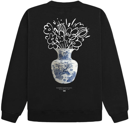  Woodbird Felpa Cane Ming Crew Black Uomo