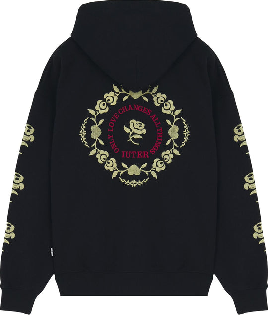  Iuter Felpa Floral Zip Hoodie Black Uomo