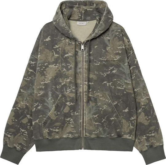  Carhartt Wip Felpa Hooded Benton Sweat Jacket Camo Combi Green Garment Dyed Uomo