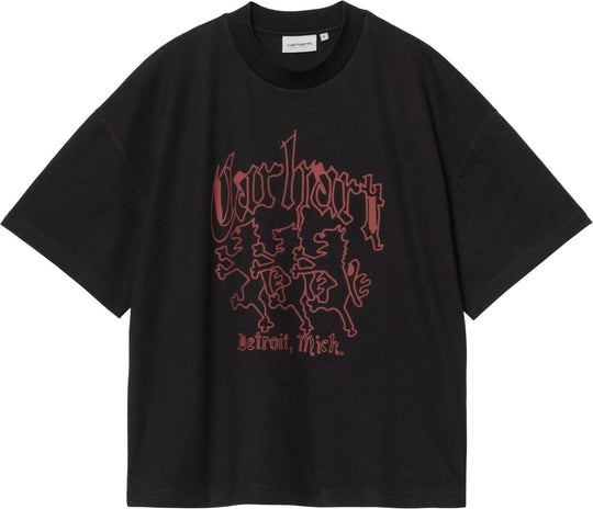  Carhartt Wip T-shirt Ss Hackwork T-shirt Black Heavy Stone Wash Uomo