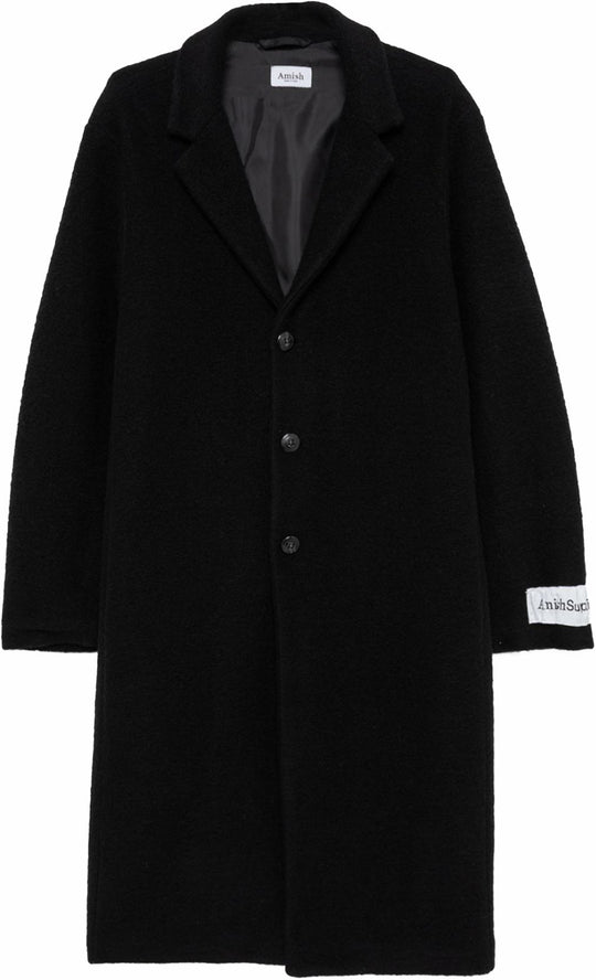 Amish Giacca Coat Over Unisex Blend Wool Black Uomo