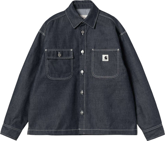  Carhartt Wip Camicia Women Louis Shirt Jacket Blue Rigid Donna Bluerigid