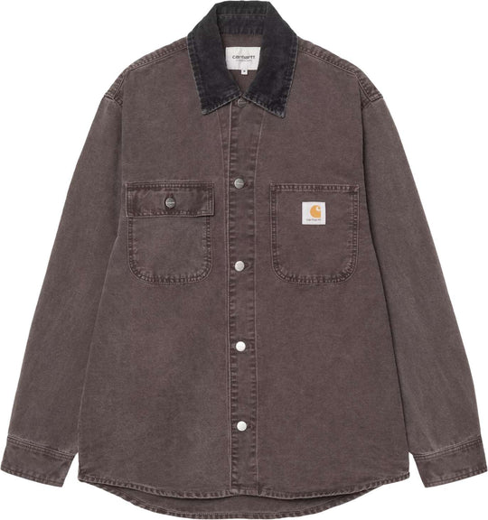  Carhartt Wip Camicia Mitch Shirt Jacket Palisander Black Dusty Canvas Uomo Palisanderblackduskycanvas