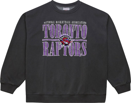  Mitchell & Ness Felpa Nba Downtown Collection Fleece Crew Vintage Logo Raptors Mitchell E Ness Uomo Black