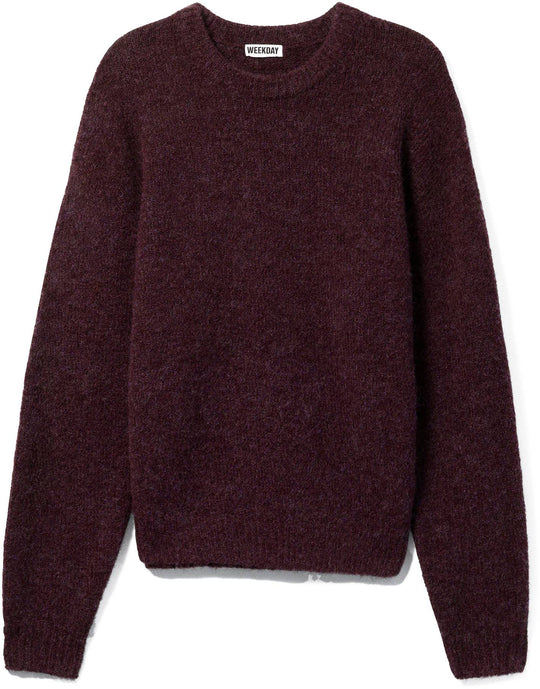 Weekday Maglione Woolblend Sweater Emilio Regular Dark Red Uomo Darkred