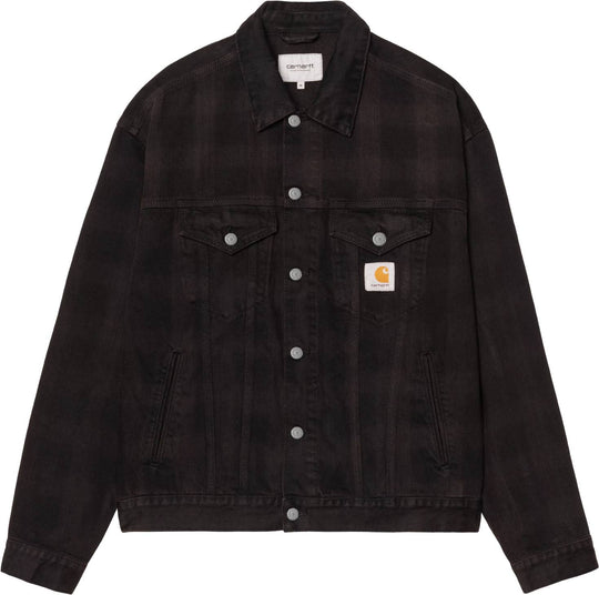  Carhartt Wip Giacca Everson Trucker Jacket Everson Print Black Pal Garment Dyed Uomo Blackpalgarmentdyed