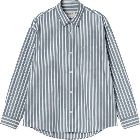  Carhartt Wip Camicia Ls Malden Shirt Malden Stripe Angelite Uomo