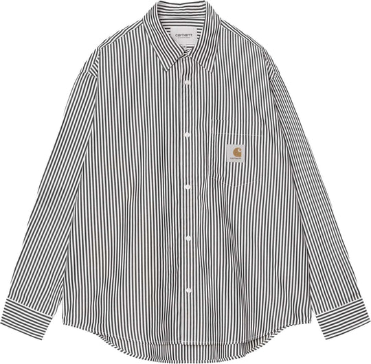  Carhartt Wip Camicia Ls Daldry Shirt Daldry Stripe Black Wax Uomo Blackwax