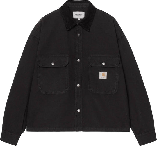  Carhartt Wip Camicia Prescott Shirt Jacket Black Balck Gament Dyed Uomo Blackgarmentdyed