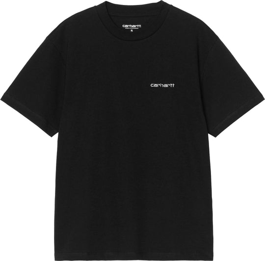  Carhartt Wip T-shirt W S/s Script Embroidery Black White Uomo Blackwhite