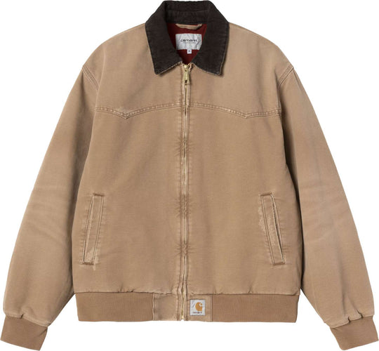  Carhartt Wip Giacca Santa Fe Jacket Hamilton Brown Tobacco Grind Wash Uomo Hamiltonbrowntobaccogrindwash