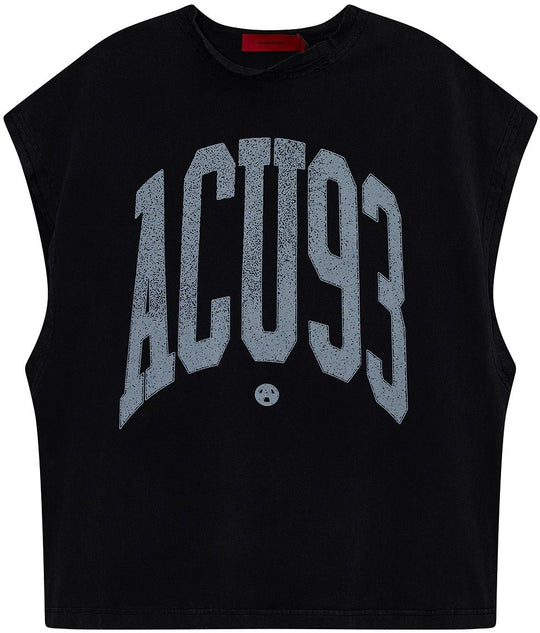  Acupuncture T-shirt Touch Down Sleeveless Washed Black Uomo