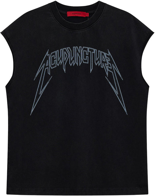  Acupuncture Studded Metal Sleeveless Washed Black Uomo Whasedblack