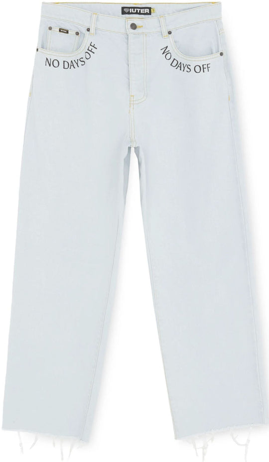  Iuter Jenas Stonewashed Fringed Baggy Denim Pants Uomo Risewash