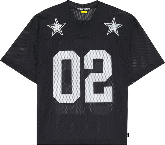  Iuter T-shirt Stars Mesh Football Jersey Tee Black Uomo