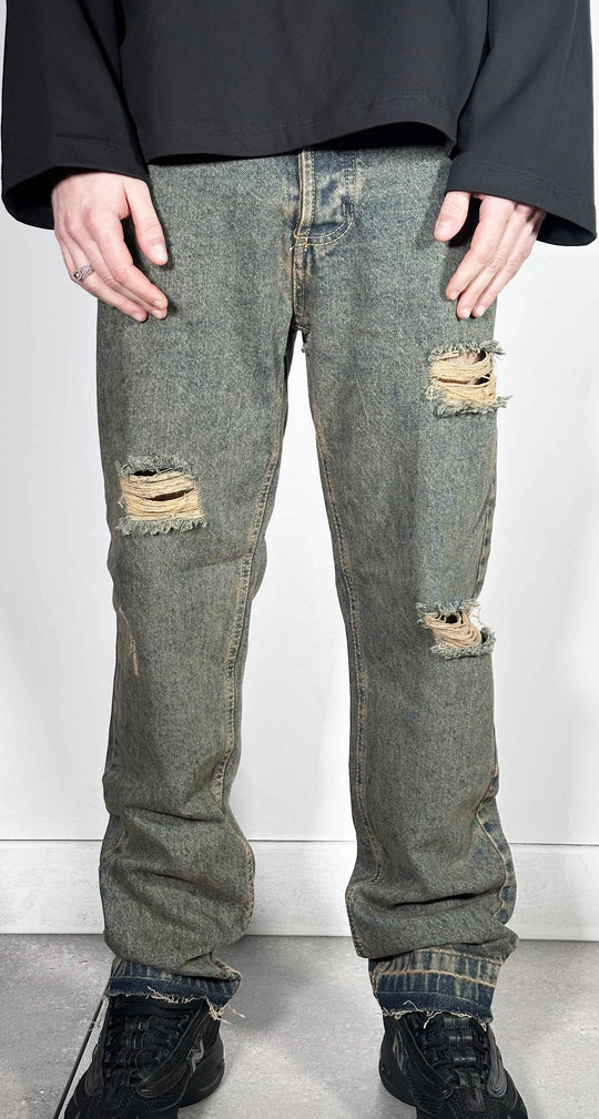  A.u.r.a.s Jeans Baggy Beige Washed Uomo Beigewashed