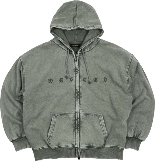  Wasted Paris Felpa Splinter Faded Zip Hoodie Olive Khaki Uomo Olivekhaki