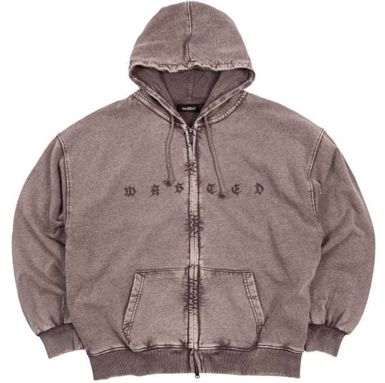  Wasted Paris Felpa Splinter Faded Zip Hoodie Burgundy Uomo