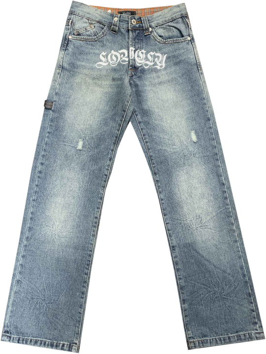  Lovely Death Dreams Jeans Scritta Lovely Blue Denim Donna Bluejeans