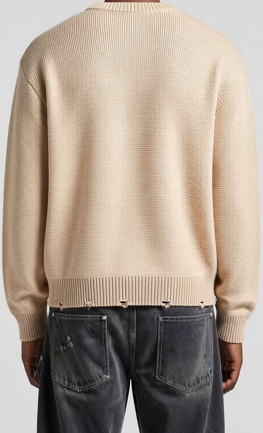  A.u.r.a.s Maglione Crop Rotture Beige Uomo