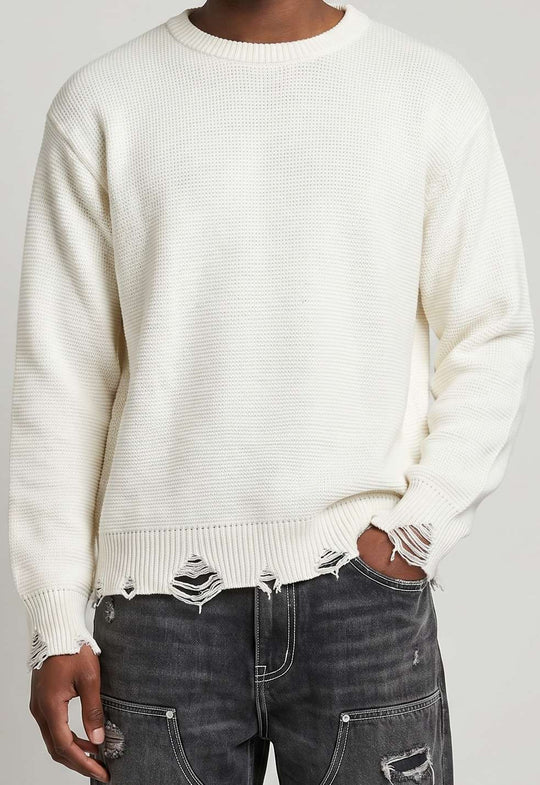  A.u.r.a.s Maglione Crop Rotture Off White Uomo Offwhite