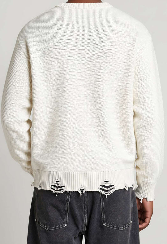  A.u.r.a.s Maglione Crop Rotture Off White Uomo Offwhite