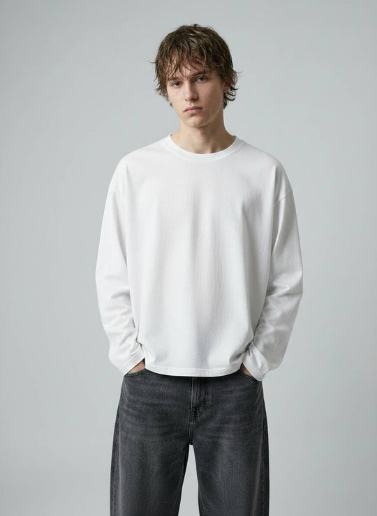  A.u.r.a.s T-shirt Manica Lunga Ls Over Tee White Uomo