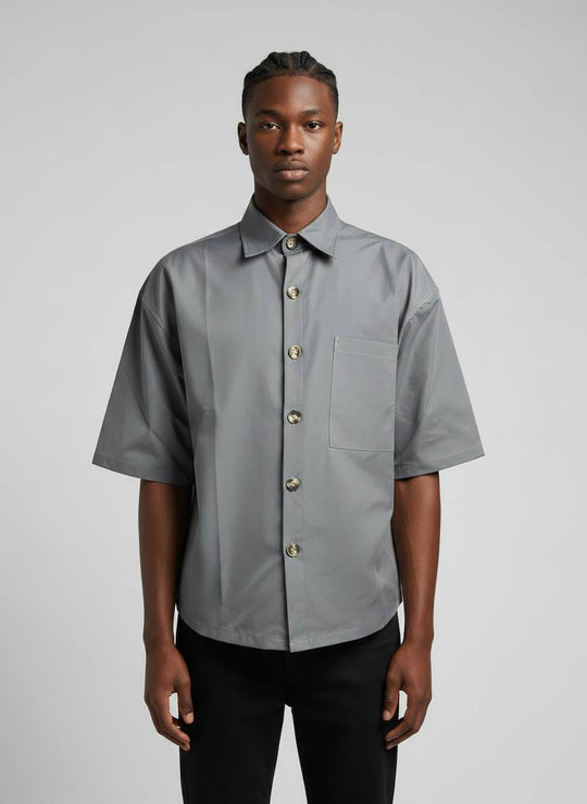  A.u.r.a.s Camicia Manica Corta Bottoni Shirt Piombo Uomo