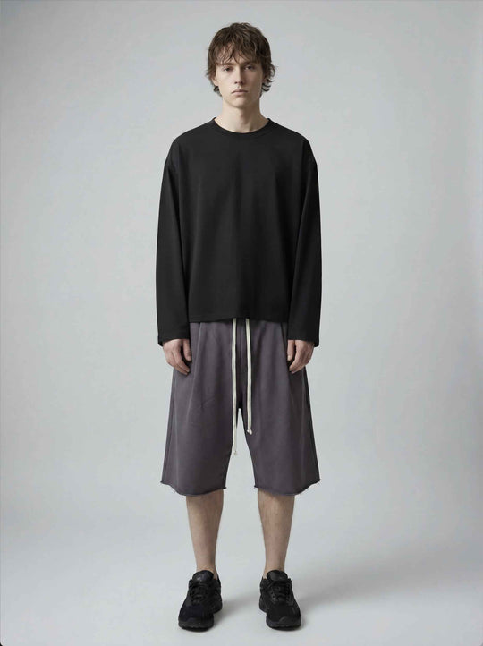  A.u.r.a.s Pantalone Corto In Cotone Taglio Vivo Short Piombo Uomo