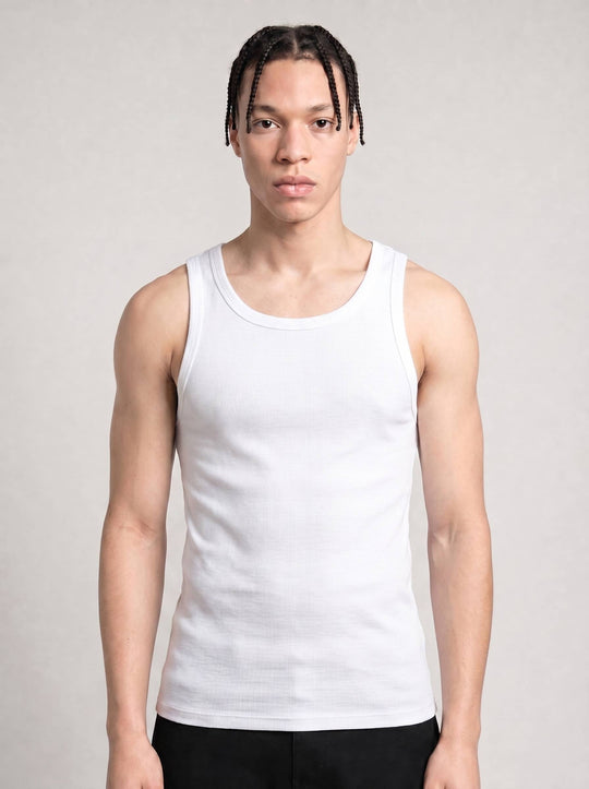  A.u.r.a.s Canotta A Costine Tank Top White Uomo