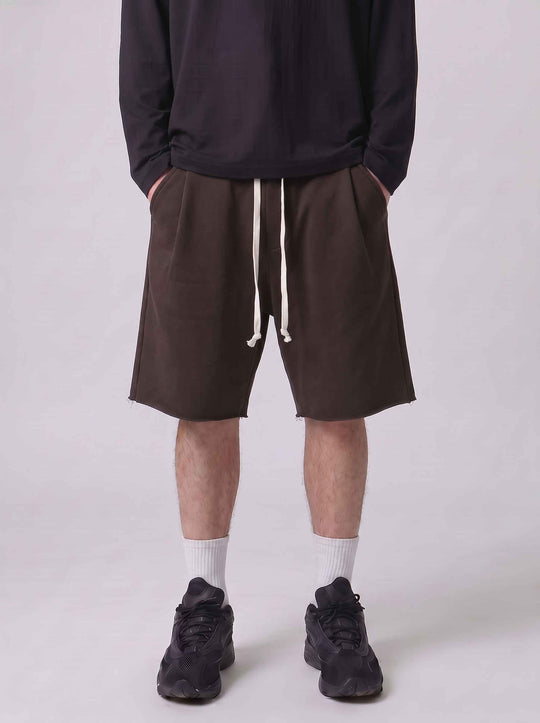  A.u.r.a.s Pant Corto In Cotone Taglio Vivo Short Marrone Uomo